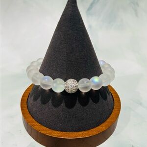 Crystal Frost Beaded Bracelet with Pave Accent